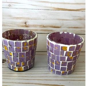 The Spring Shop Two Nest in the Clouds Glass Decor Purple Accented with Gold